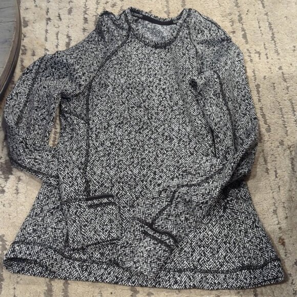 Lululemon Runderful Long Sleeve Scattered Herringbone Black White - Picture 9 of 12